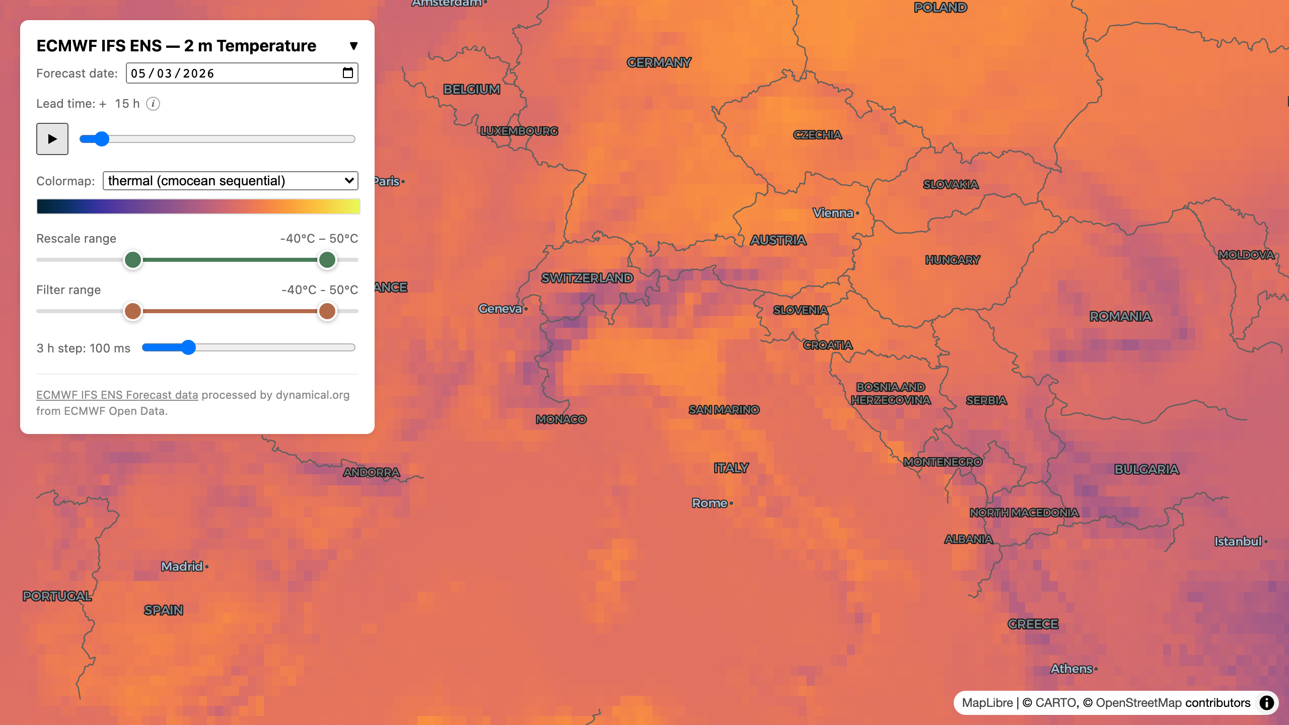 ECMWF 15-day forecast rendered with deck.gl-zarr